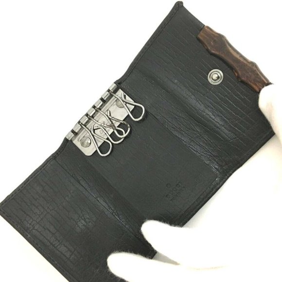 Gucci Black Guccissima Print Leather Tri-fold Key and Card holder - Picture 5 of 8